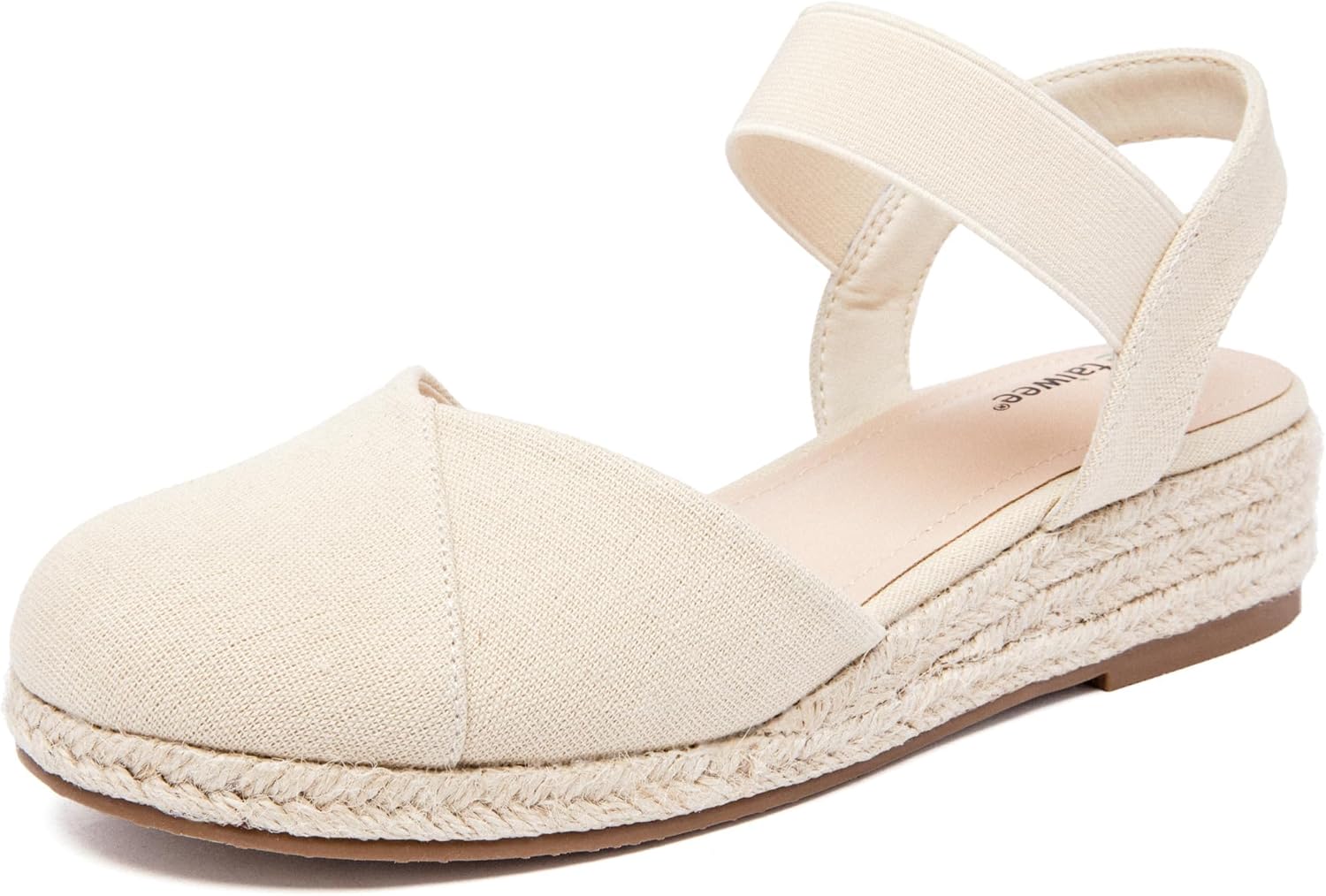 Ataiwee Women's Platform Wedge Heel Espadrille Sandals - Adjustable Elastic Ankle Strap, Slip-On lightweight Rubber Sole, Comfortable Insole, Close-Toe Casual Summer Sandals.