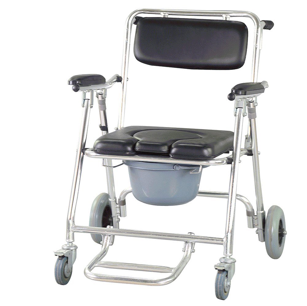 Buy Finlon Mobile Commode Chair Wheelchair Toilet with 2 Brakes, Wheels