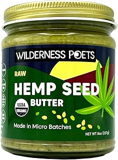 Wilderness Poets Hemp Seed Butter - Organic, Raw, Seed Spread (8 Ounce) - Glass Jar