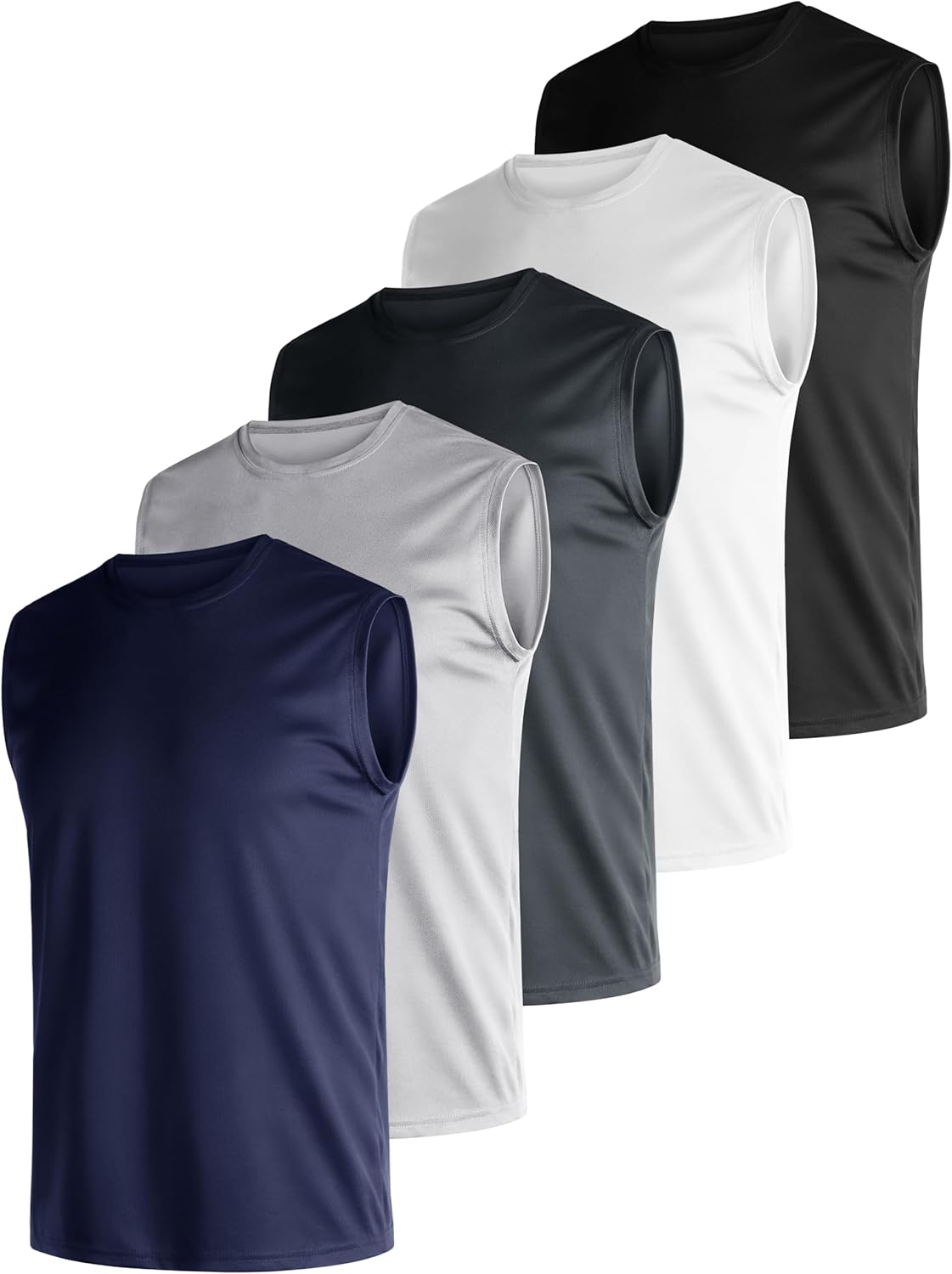Mens 5 Pack Quick Dry Tank Tops, Moisture Wicking, Mesh Lightweight T-Shirts, Athletic Weightlifting Sleeveless