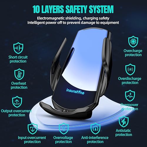 Miniatura 7 de Cargador inalámbrico para automóvil, carga rápida máxima de 15 W, sujeción automática de carga, soporte de teléfono con detección, apto para iPhone