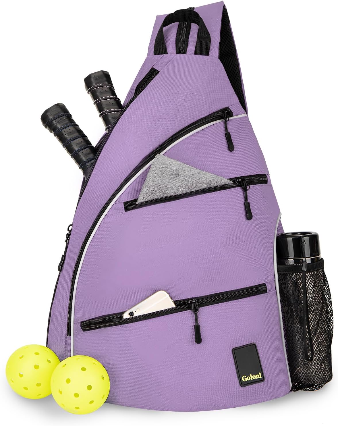 Goloni Pickleball Bag for Women Men, Convertible Pickleball Backpack Sling Bag with Fence Hook, Waterproof Polyester Paddle Bag with Multiple Compartments
