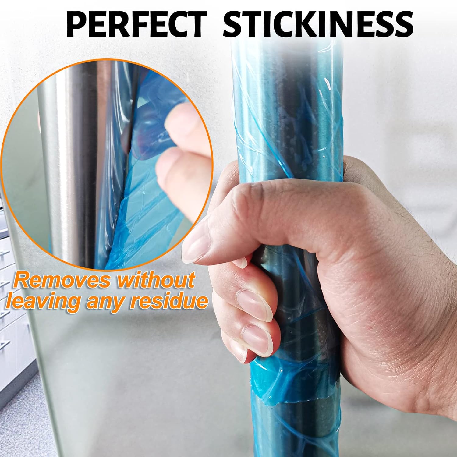 2 Rolls Barrier Film Tattoo Barrier Tape with Dispenser Box, 4" x 6" Dental Plastic Sheets Perforated Protective Pe Film Disposable -1 Roll of 1200 Sheets - Blue
