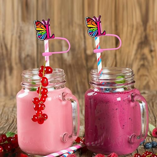 Miniatura 6 de 2 tapas de paja para copa Stanley, 0.394 in, hermosa mariposa para popote compatible con vasos Stanley, a prueba de polvo, reutilizable, de