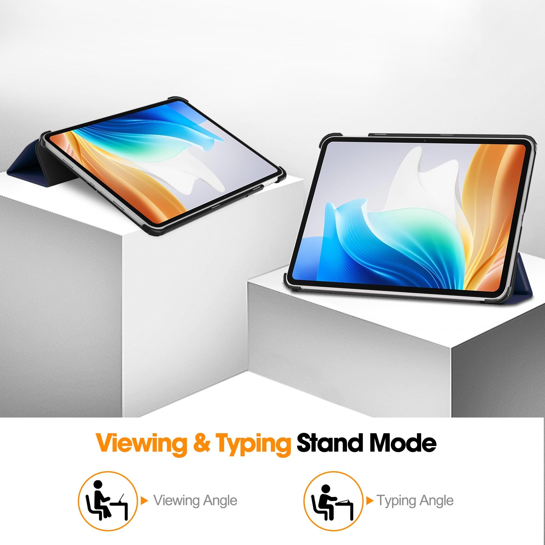 Lemxiee Funda para OnePlus Pad Go 2 & OPPO Pad 5 12.1 Case con Soporte Giratorio & Ranura para Stylus Funda de Cuero PU acrílico Transparente