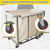 Vista 6 de Carrito de lavandería comercial, cesta de lavandería industrial grande de 11.35 Bushel con ruedas de 4 pulgadas, cestas de lavandería resistentes