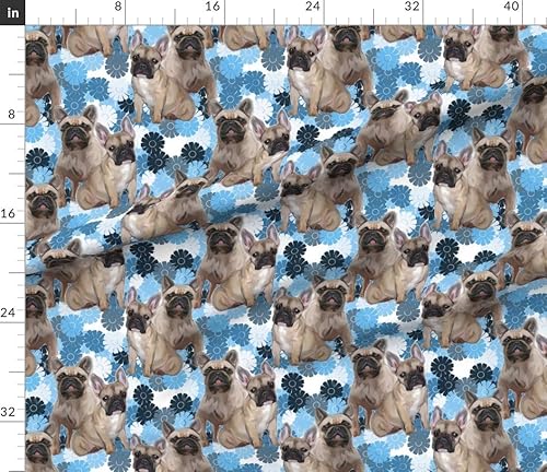 Miniatura 4 de Spoonflower Tela  Bulldog Francés Animales Perros Cachorros Pawprint Flores Impresas en Petal Signature Cotton Fabric by The Yard  Coser Acolchado
