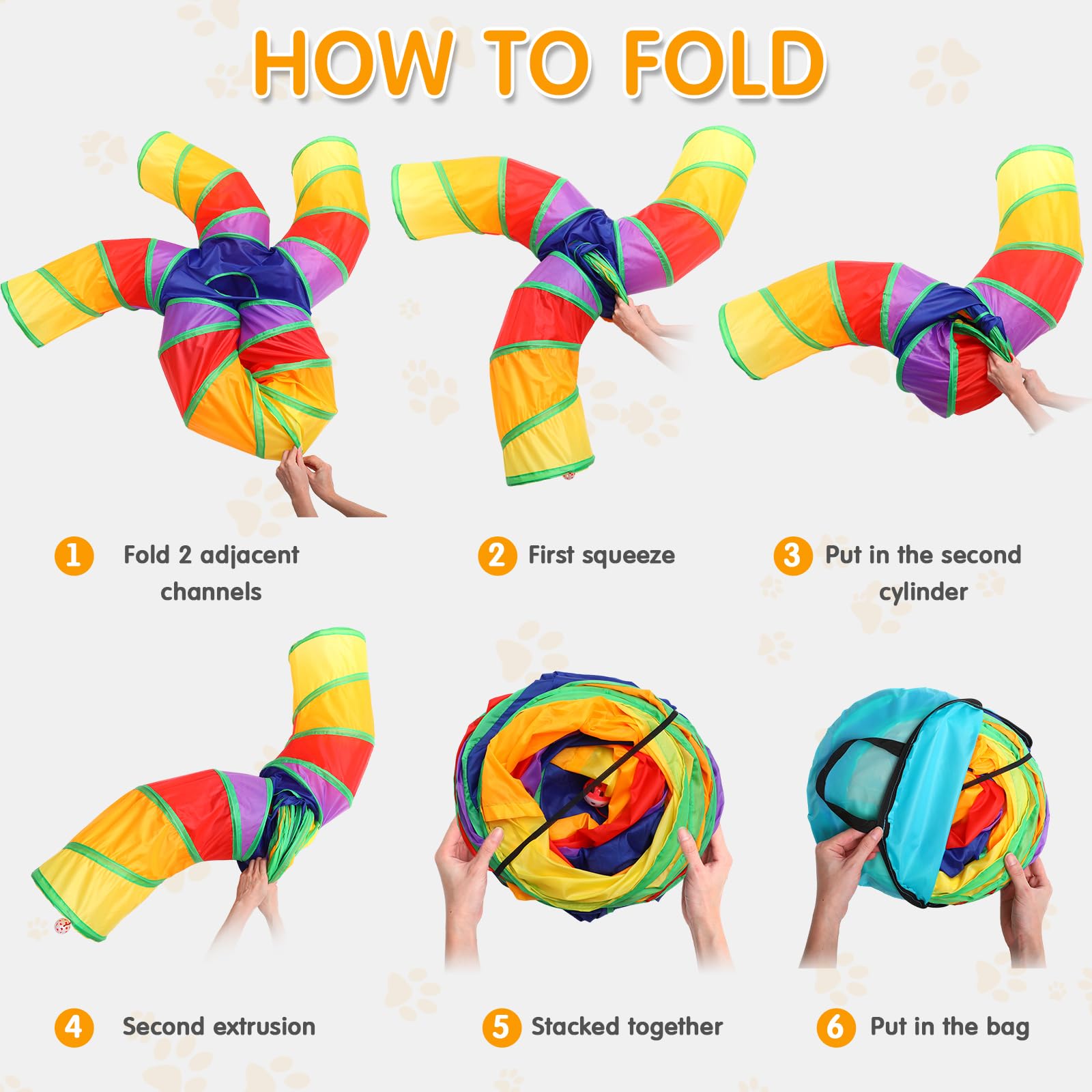 Poen Juego de 21 juguetes para gatos con túnel plegable de 5 vías para gatos de interior y 20 juguetes interactivos de plumas para gatos, bolas arrugadas, tubo grande para cachorros, gatitos, conejos