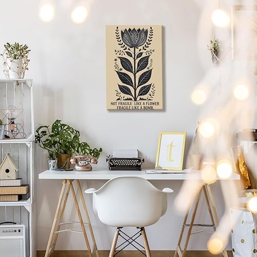 Miniatura 5 de Arte de pared feminista moderno frágil como una bomba de flores, póster motivacional para decoración de pared, retro igualdad, activismo,