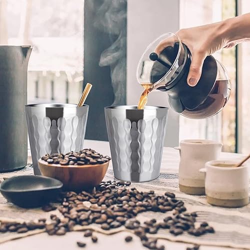 Miniatura 5 de Beasea Vasos de acero inoxidable de 10 onzas, paquete de 8 vasos tumbler pequeños de acero inoxidable a granel apilables con aislamiento para beber,