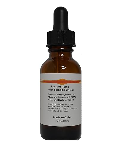 Pro Anti Aging Serum Extracto de bambú, té verde, alantoína, resveratrol, DMAE, MSM, ácido hialurónico (1.2 onzas, dispensador de bomba)