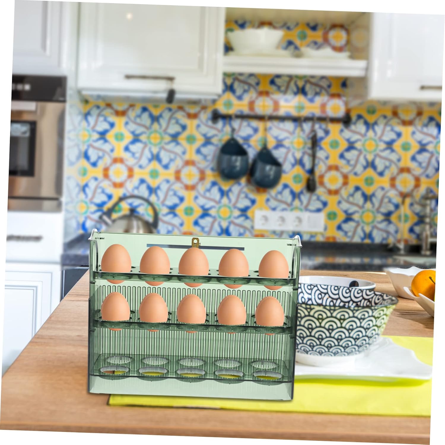 Amosfun Refrigerator Egg Storage Bin Egg Holder for Fridge Layers Organized Safe Preservation Box