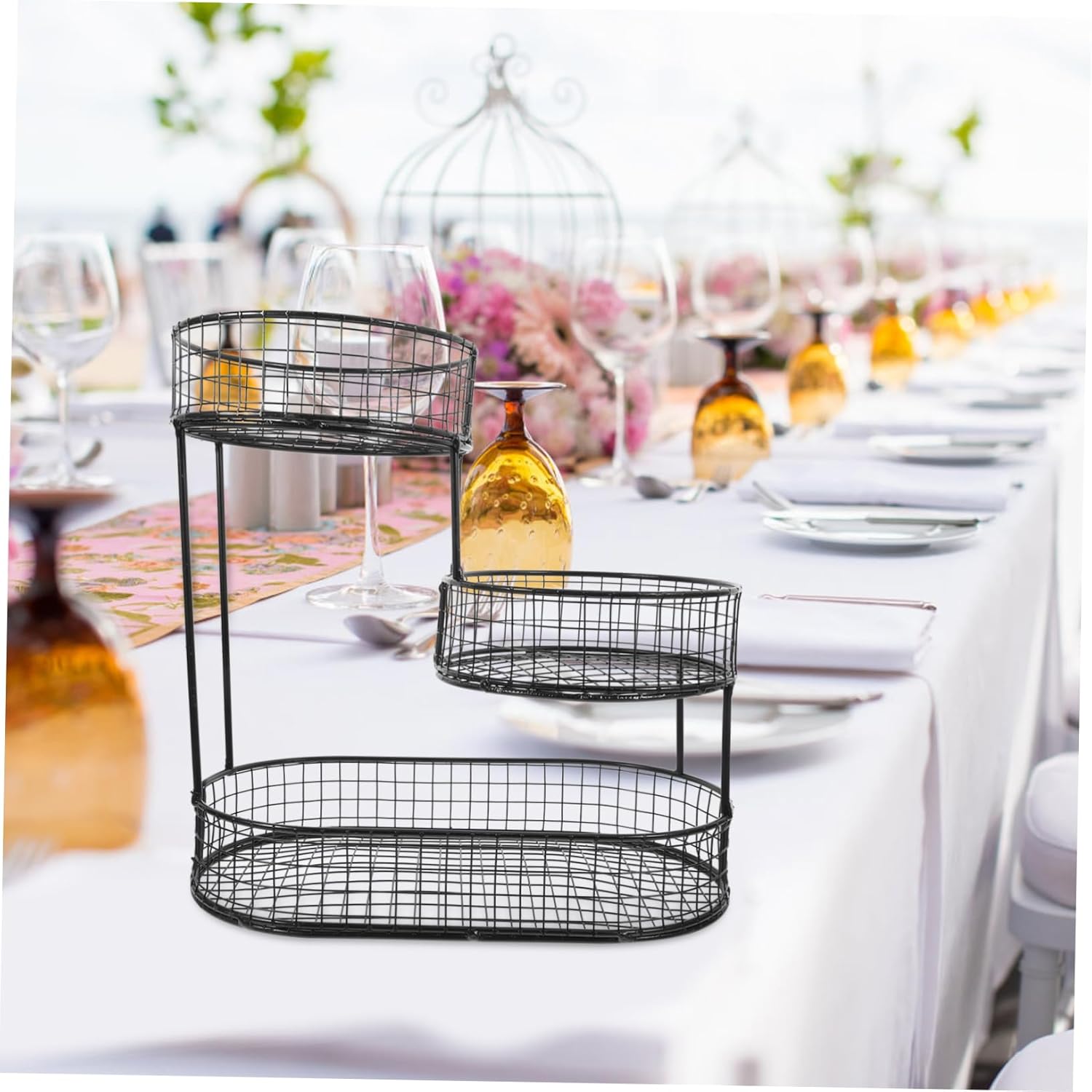 Iron Art Fruit Basket Stylish Countertop Fruit Bowl for Kitchen Storage Decorative Snack Holder for Dining Table and Home Organization