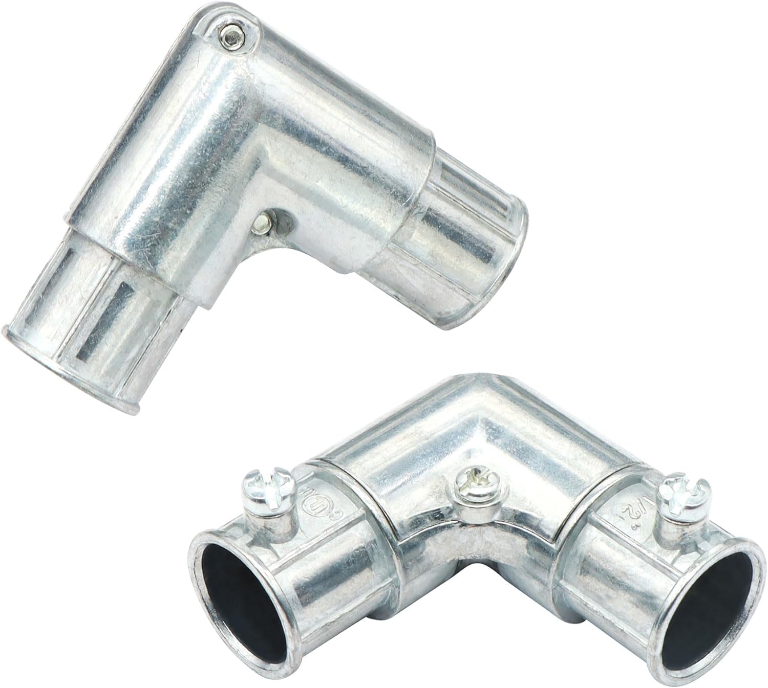 Xadnitu 10 Pieces 1/2" EMT to EMT 90 Degree Connector, Inside Corner Pulling Elbows, Metallic Die-Cast Capped Coupling Conduit Fitting for Factory, Garden Pipes