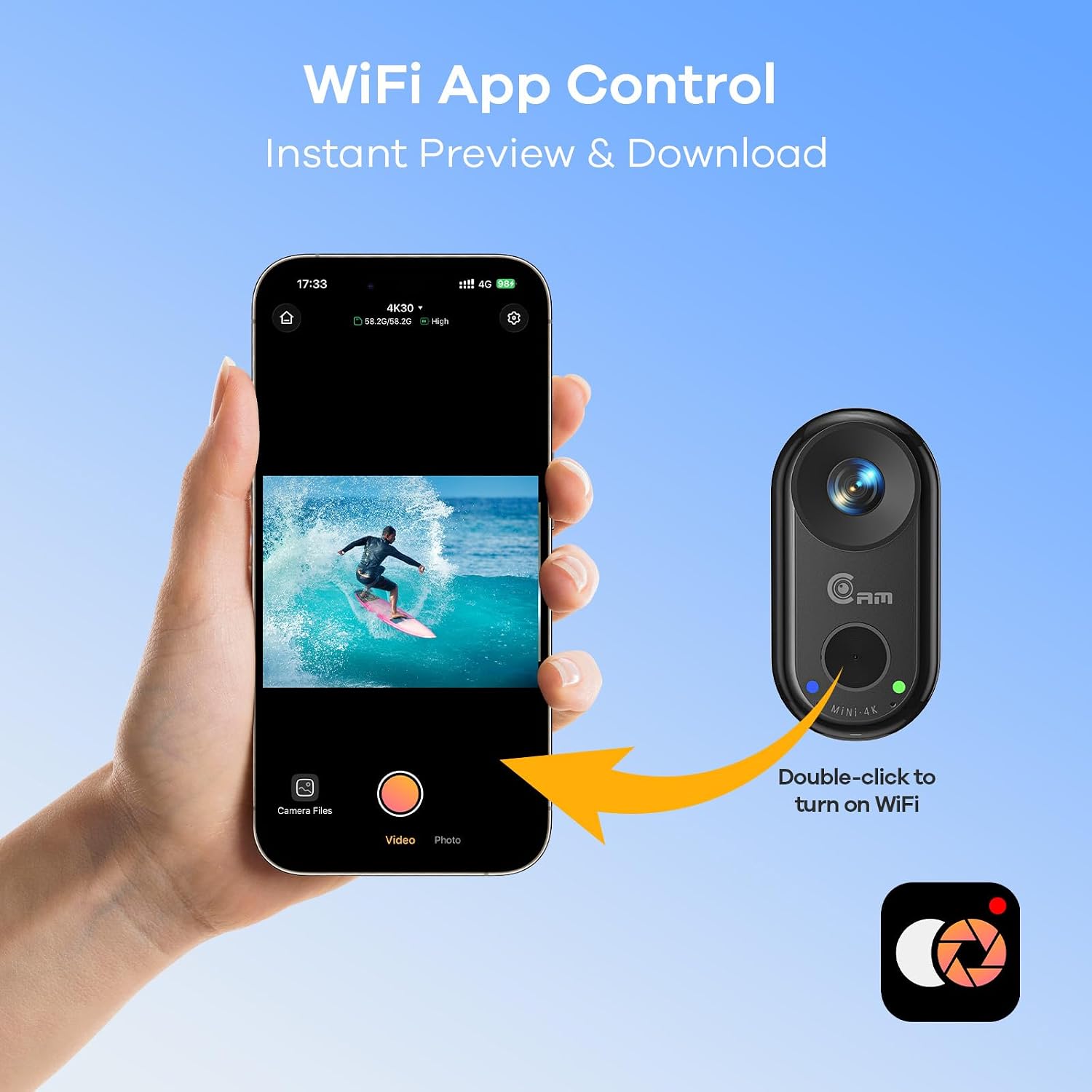 4K Mini Wearable Body Camera with Waterproof Floating Hand Grip – 40M Underwater POV Camera, Magnetic Thumb-Size Action Cam, 6-Axis Stabilization, Hands-Free Recording for Snorkeling/Surfing