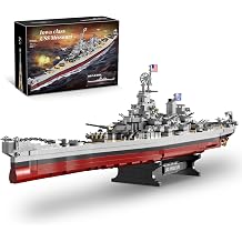 PNNP Military Battleship Building Block Set for Adults, 2228PCS Technic Missouri Class Warship Battle Ship with Stand, WW2 Large-Sized Warship Collectible Display Construction Model Kit
