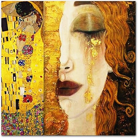 Amazon Com Art Gustav Klimt Golden Tears And Kiss Paintings Canvas Wall Art Printed Pictures No Frame 40x40cm No Frame Posters Prints