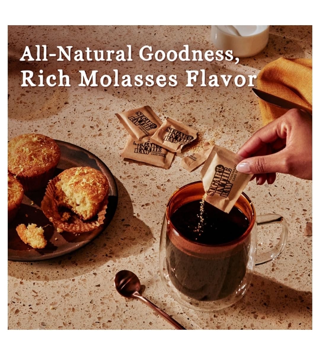Sugar inthe Raw! - Bulk 500 Pack | Natural Turbinado Cane Sugar | Perfect for Coffee, Baking & More! By MOOCHI Packaging Custom Bundled by MOOCHI