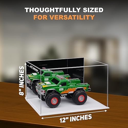 Vista 24 de Better Display Cases Versátil vitrina de acrílico transparente - Caja rectangular grande con base blanca 18" x 12" x 3" (BK09)