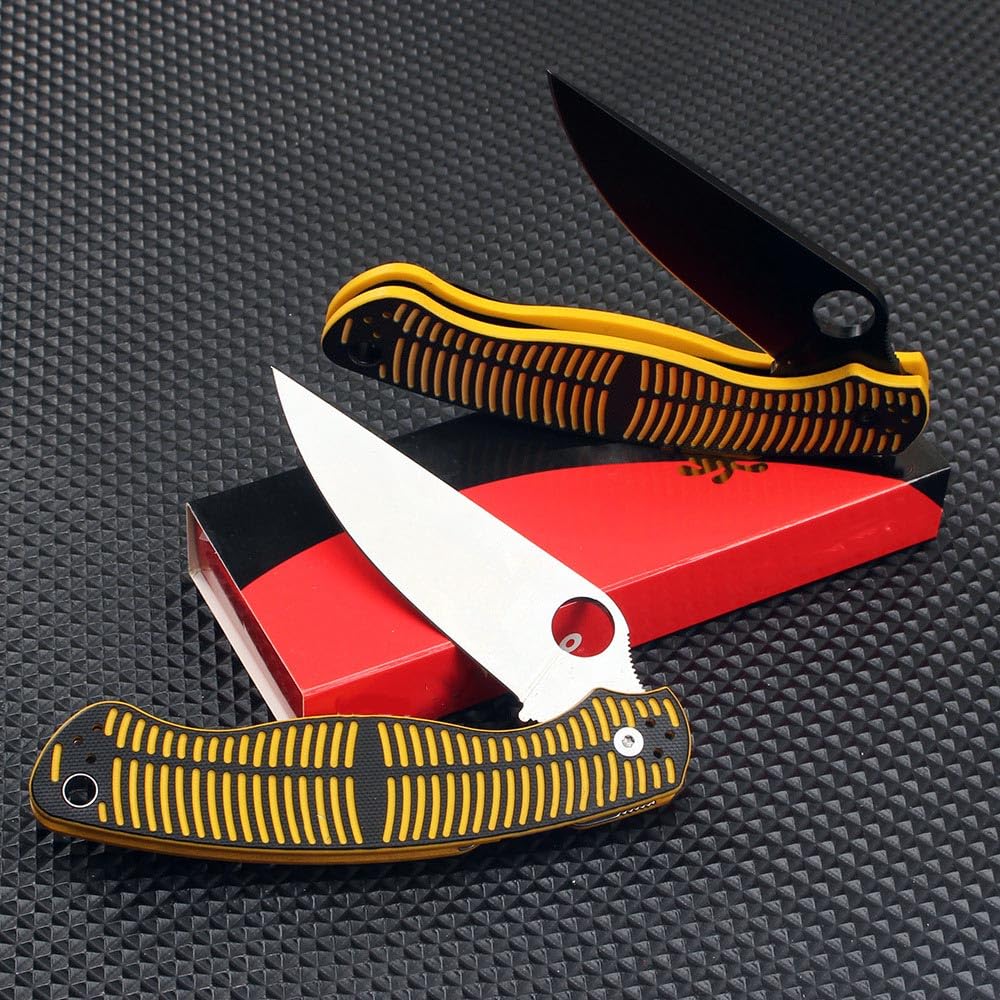 Joa Klappmesser 8,6" Taschenmesser D2-Stahl G10-Griff Schwarz Gelb lange