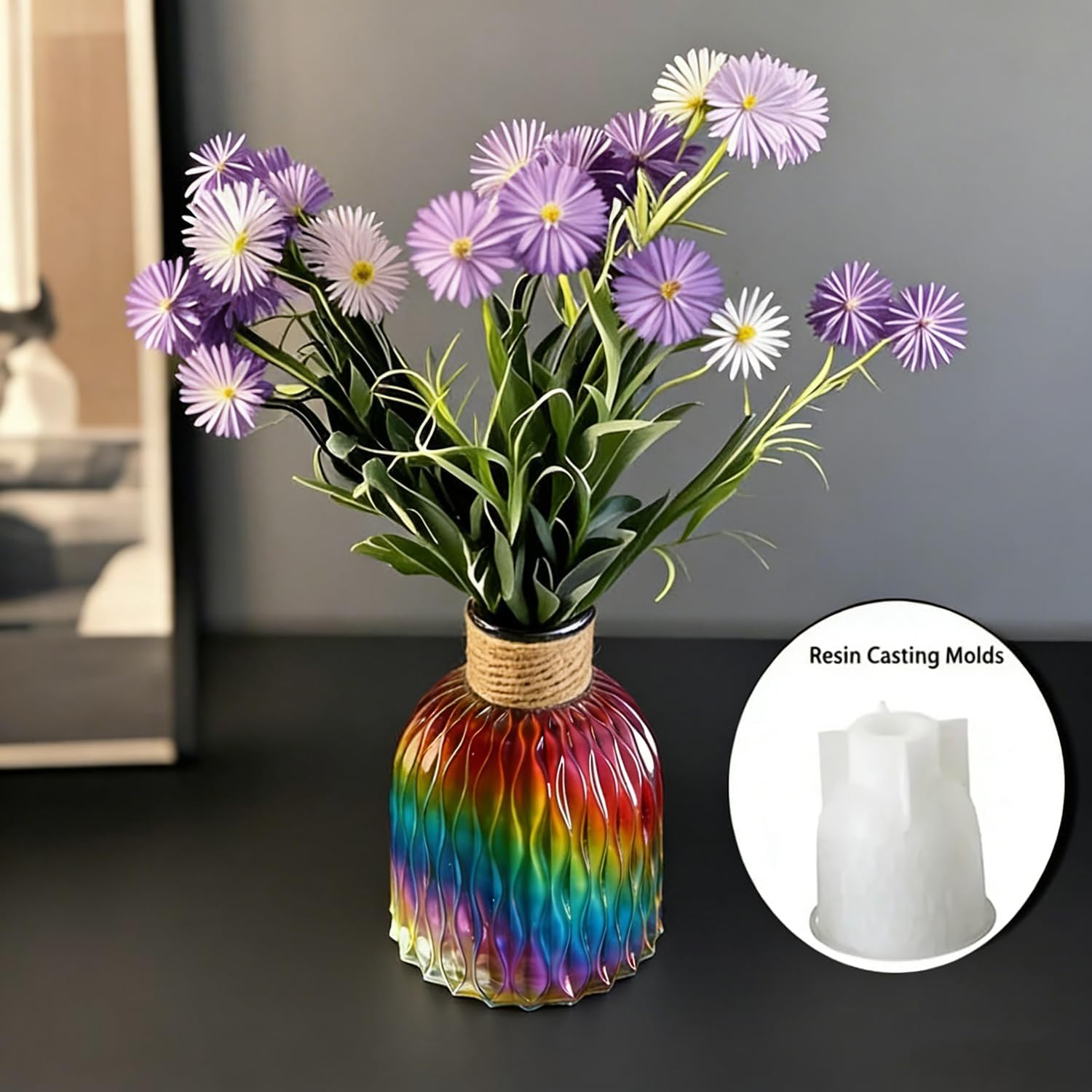 Vase Resin Mold, Concrete Vase Mold - Silicone Resin & Epoxy Casting Mold for Resin Art DIY Pens Holder Perfume Diffuser Bottle,Home Decor