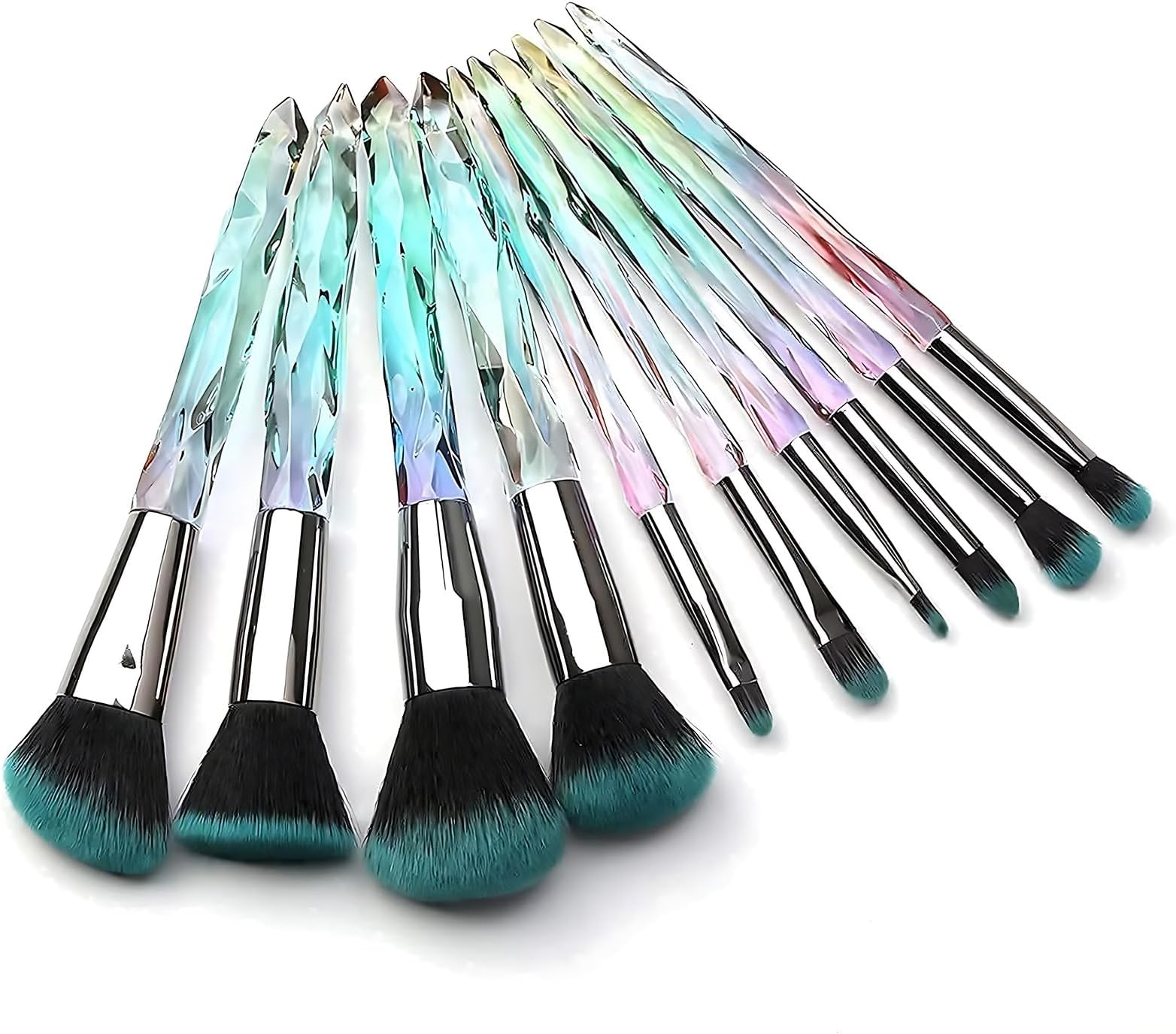 Kingtree Makeup Brushes Set, 10PCS Crystal Makeup Brushes Premium Synthetic Powder Foundation Concealer Eye Shadow Brush, Professional Face Eye Make Up Brushes for Girls Women