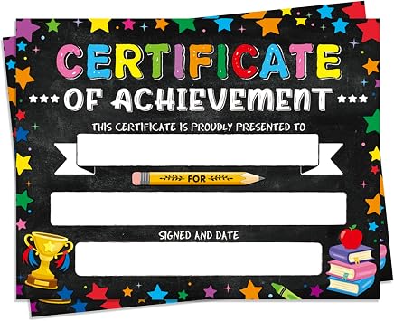 30 Pieces Certificate of Achievement Student Awards Certificates Paper Month Certificates 8.5 x 11 Inch Star Pattern Black