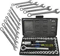Kit Chave Combinada Boca Estrela Resistente 6a22mm Jogo Soquete Chave Catraca Canhão Pito Aço Carbono 52pçs