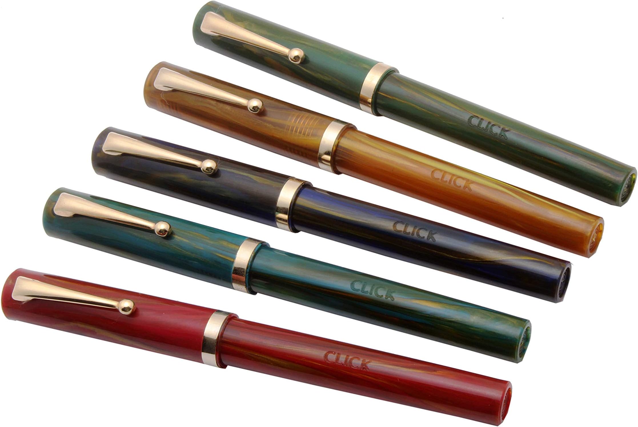 Ledos Set Of 5 - Click Colorful Marble Eyedropper Golden Trim Fountain ...