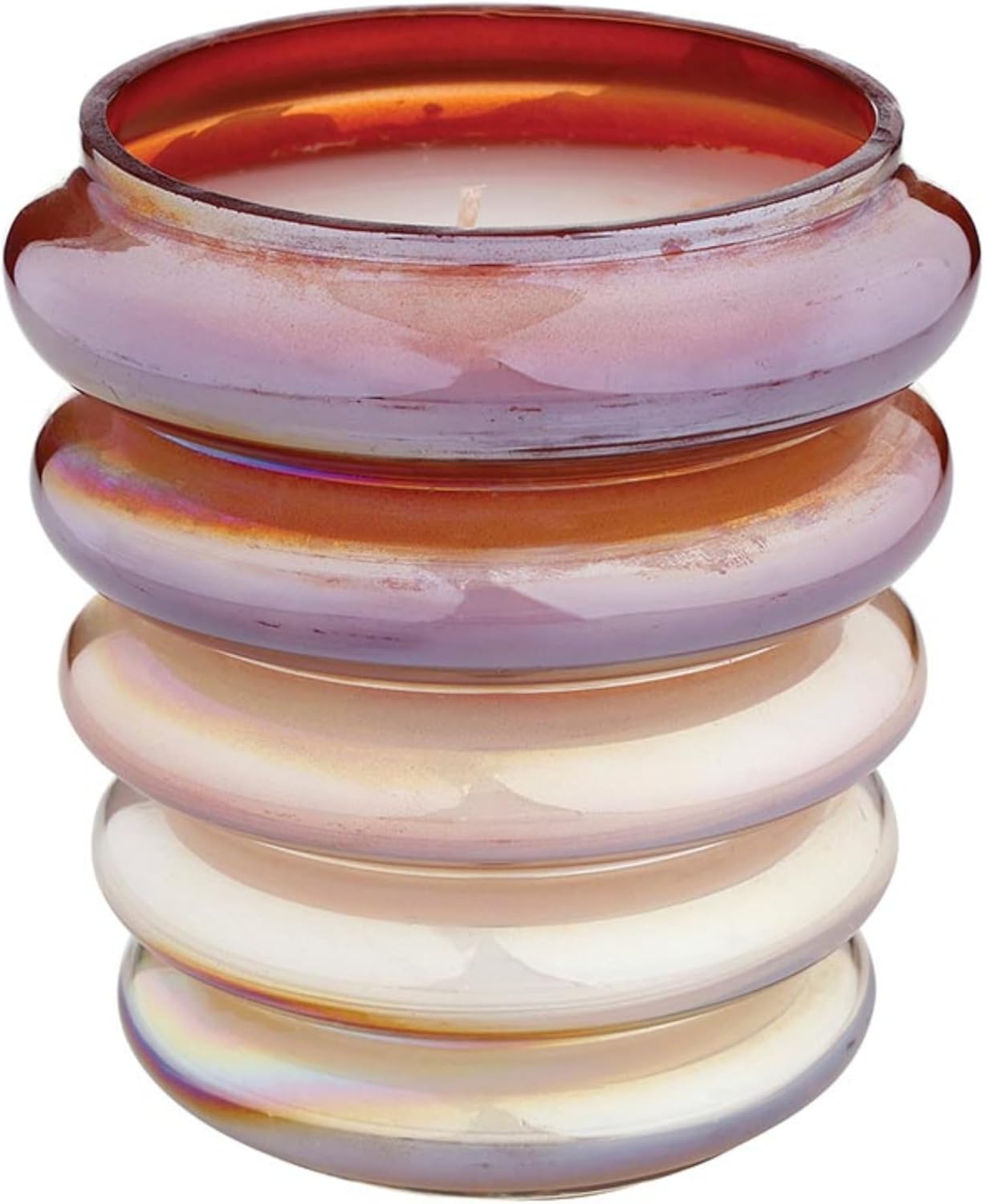 47th & Main Fall Scented Candles Amber Tiered Decorative Glass Candle for Home Decor, 4.25" Dia x 4.5" Tall, Harvest Festival