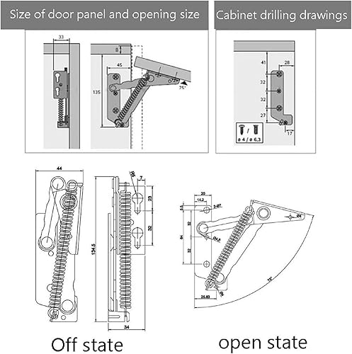 Miniatura 2 de MIAO JIN 4 bisagras de tijera de 80 grados, bisagras de bandeja para fregadero de cocina, cajón frontal, organizador plegable para sofá o baño,