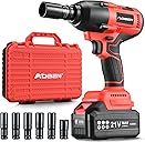 AOBEN Cordless Impact Wrench 1/2 Inch, Power Impact Gun Kit, Max 600N. M/450Ft-lbs High Torque Electric Impact Driver for Car RV Tire, 4.0Ah Battery, Charger, 6 Sockets & Storage Tool Case