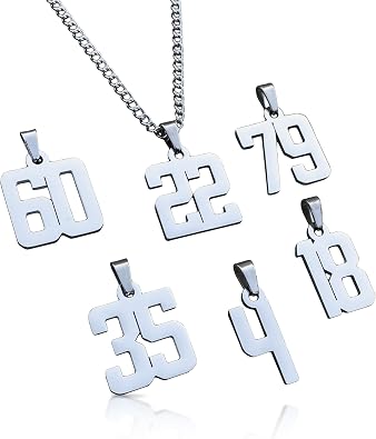 Elite Athletic Gear 00-99 Custom Number Pendant With Chain Necklace - Stainless Steel