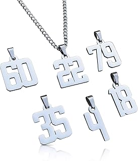 Elite Athletic Gear 00-99 Custom Number Pendant With Chain Necklace - Stainless Steel
