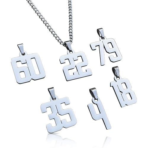 00-99 Custom Number Pendant With Chain Necklace - Stainless Steel