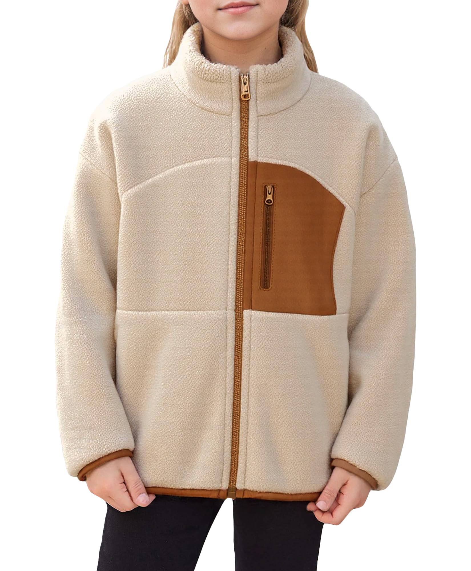 Happy Cherry Polaires de Randonnée Fille Fleece Jacket Classics Full Zip Blouson de Sport Garçon pour l'automne, le printemps et l'hiver 110-170 CM
