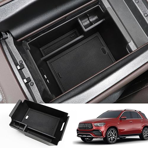 MARCHFA Organizador de consola central compatible con Benz GLE 350 450 W167 53 AMG 2020-2023 2024 2025 2026 Accesorios para reposabrazos GLS 450