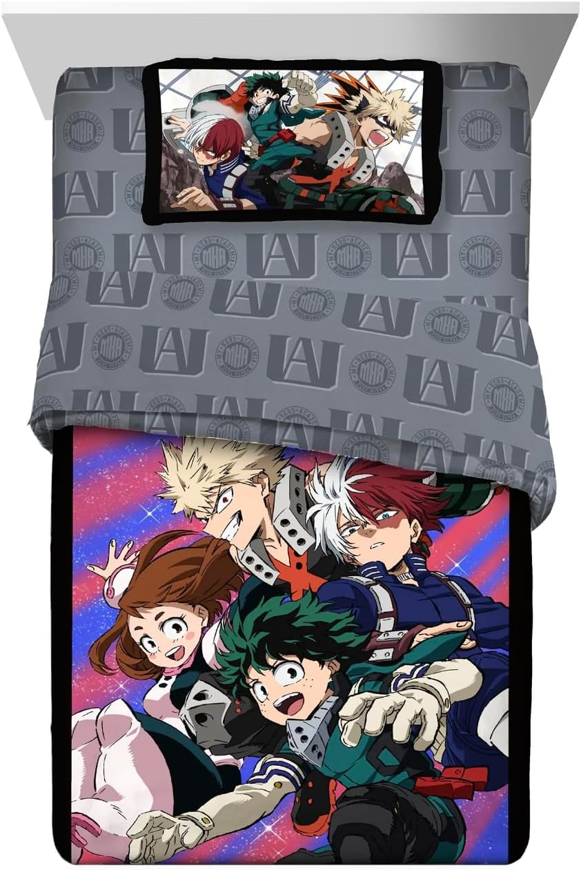 Jay Franco My Hero Academia Anime Full Comforter Set - 5 Piece Bedding Includes Sheet Set & Pillow Covers