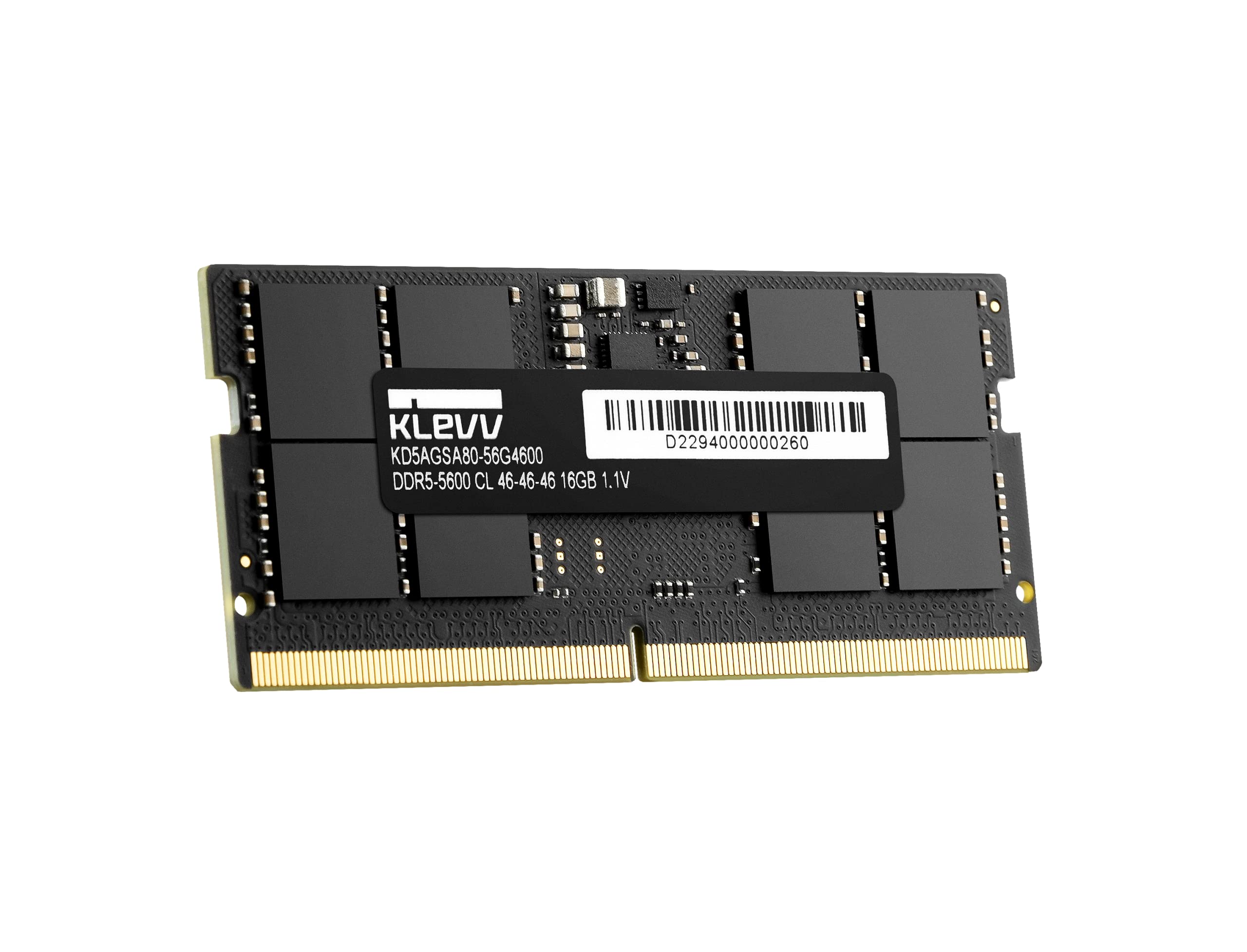 KLEVV DDR5 RAM 16 GB 5600 MHz 1 x 16 GB pamięci SODIMM 262-pinowa 1,1 V CL46 laptop notebook pamięć RAM 46-46-46-90 - KD5BGSA80-56G4600 (16 GB (1 x 16 GB))