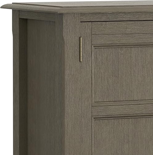 Miniatura 7 de SIMPLIHOME Burlington - Armario de almacenamiento bajo de transición de madera maciza de 30 pulgadas de ancho en color gris rústico para sala de
