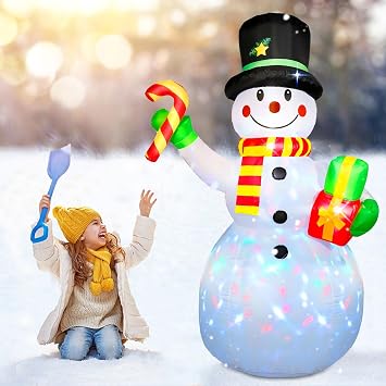 Christmas Inflatables Outdoor Decorations Snowman Decor, 6FT Blow Up Snowman with Gift Box for Winter Holiday Xmas Party, LEDs Christmas Decorations Indoor Outdoor Yard Garden Lawn Xmas Decor