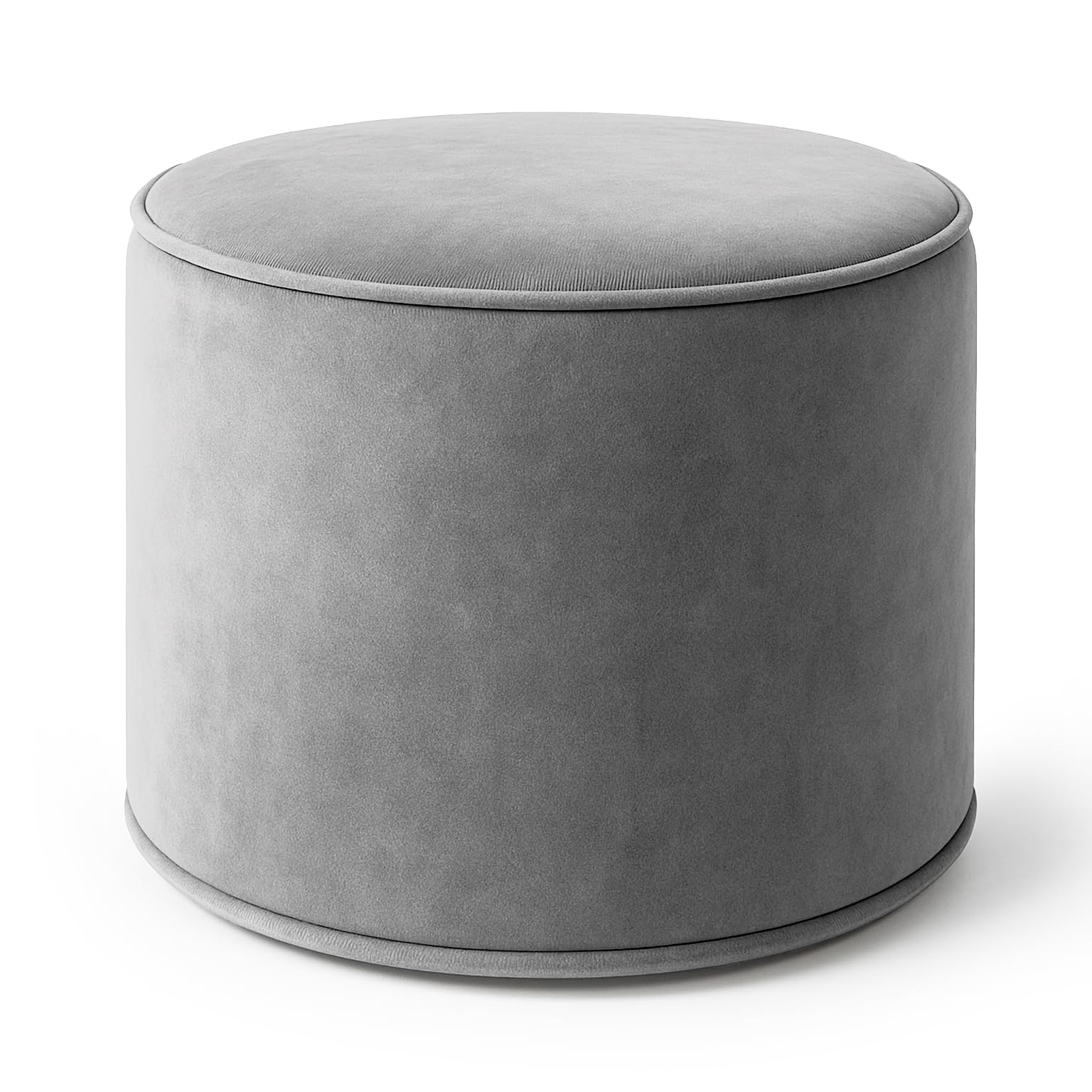 Luxury Velvet Footstool Bean Bags | Round Ottoman Footrest for Living Room & Bedroom | Modern Stylish & Durable Ergonomic Design | 40x40cm Comfy Pouffe (Silver)