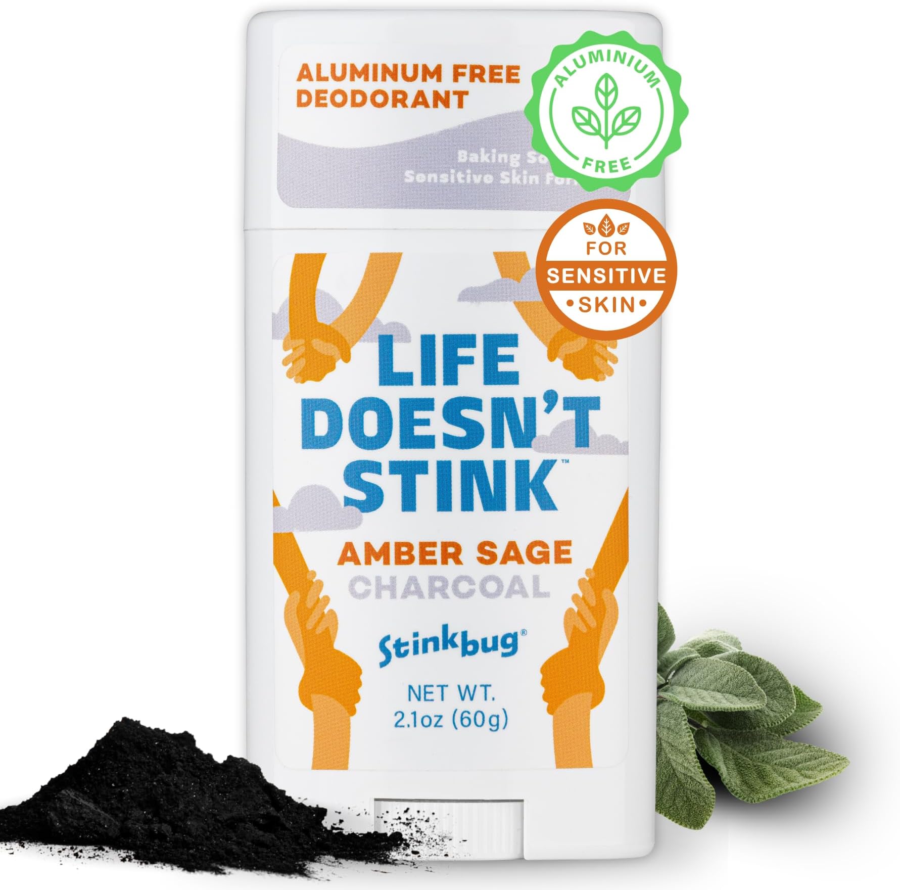 Naturals Organic Aluminum Free Deodorant Stick with Amber Sage, Coconut Oil and Activated Charcoal, Paraben Free, Sensitive Skin Deodorant, 2.1 Ounces Pack of 1