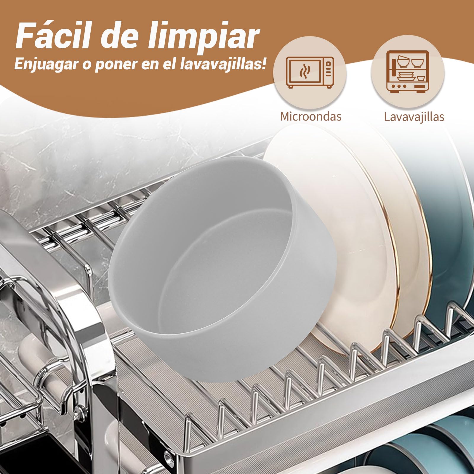 Comedero y Bebedero Perro Elevado - Comedero Perro Grande con Soporte de Bambú - Cuenco Ceramica Perro para Comida y Agua - Comederos Perros Grandes - Plato para Perro Alto - Bol Perro - 1800 ml