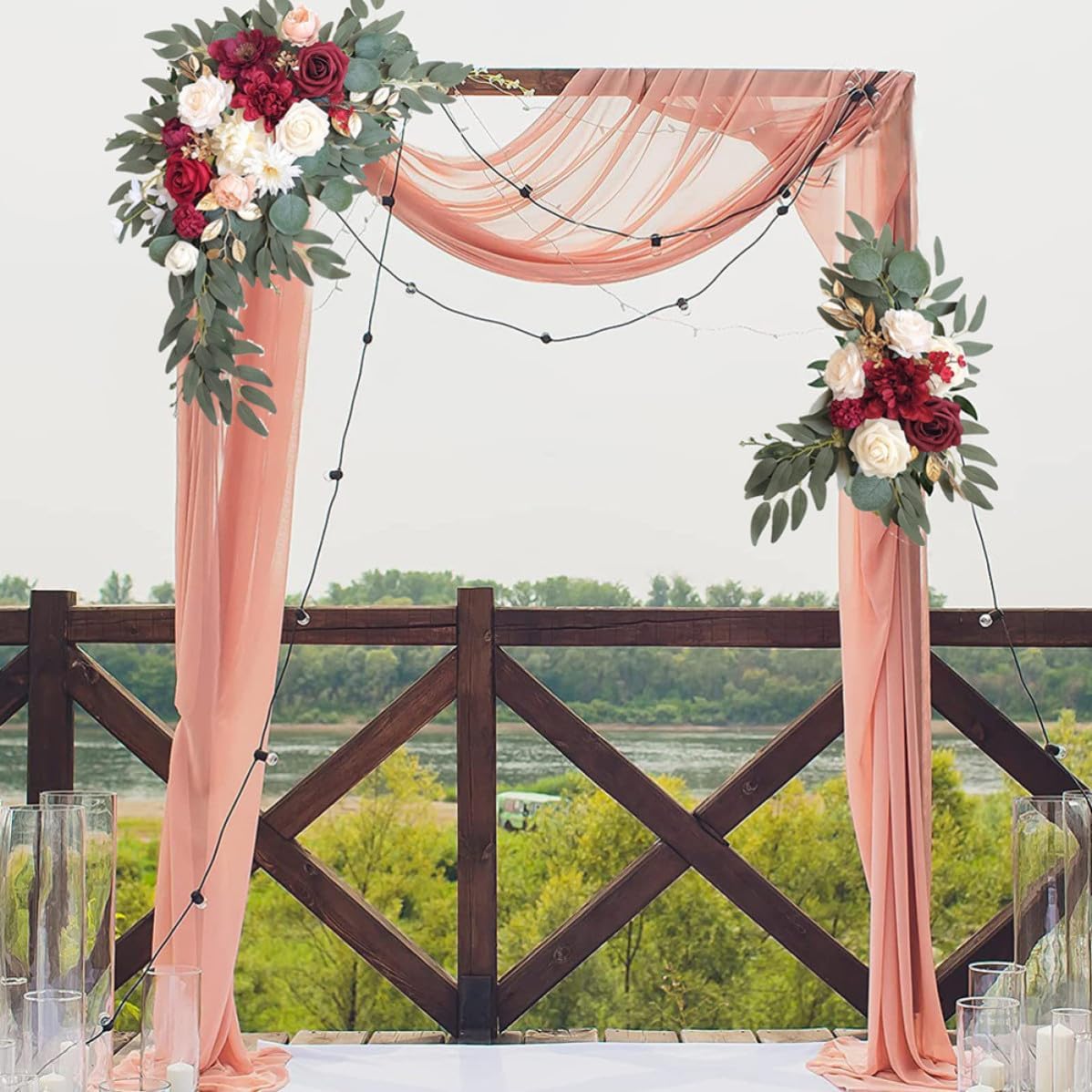 Garneck 2pcs Silk Wreath Artificial Flower Garlands for Wedding Decoration with Flexible Installation and Delicate Workmanship for Wedding Party and Space Environments