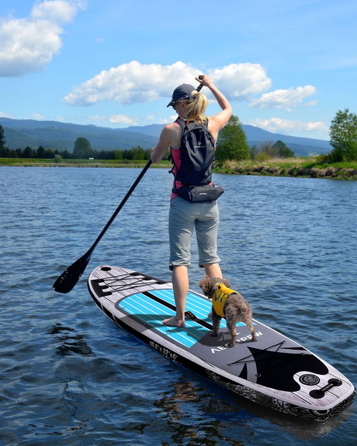 Tavola gonfiabile da 3,2 m per adulti, larghezza 81,3 cm, con accessori per SUP di alta qualità, include tavola antiscivolo, pompa a mano, pagaia singola di tutti i livelli di abilità