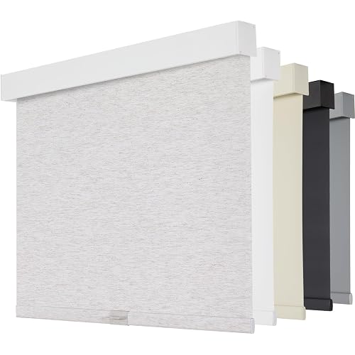 Persilux Cordless Blackout Roller Shades for Indoor Windows, Free-Stop System with Valance, Thermal Insulated Fabric, UV Protection Shades for Home and Bedroom (Linen,15" W x 64" H)