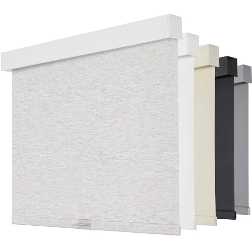 Persilux Cordless Blackout Roller Shades for Indoor Windows, Free-Stop System with Valance, Thermal Insulated Fabric, UV Protection Shades for Home and Bedroom (Linen,15" W x 64" H)