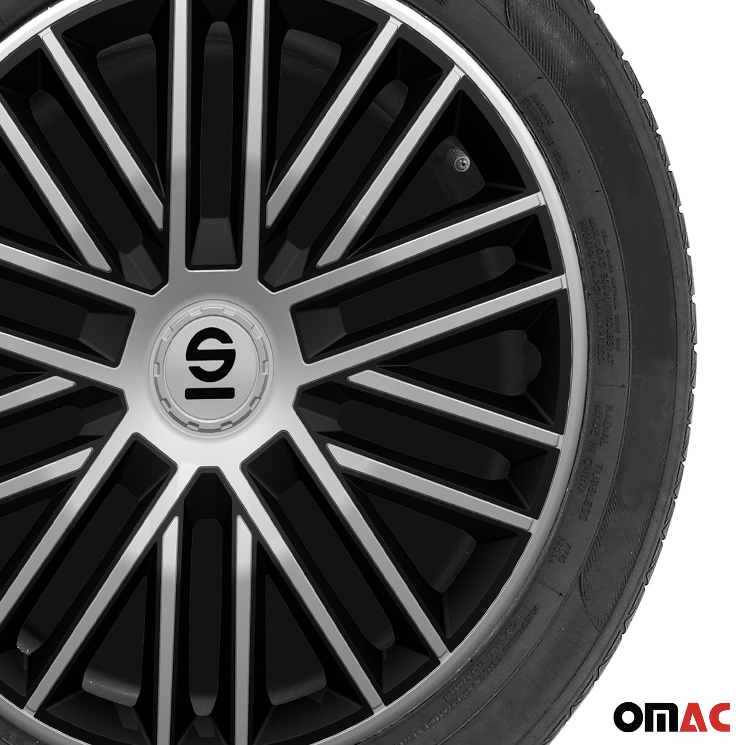 4-Delige Sparco Wieldoppenset Bergamo 15-inch zilver/zwart