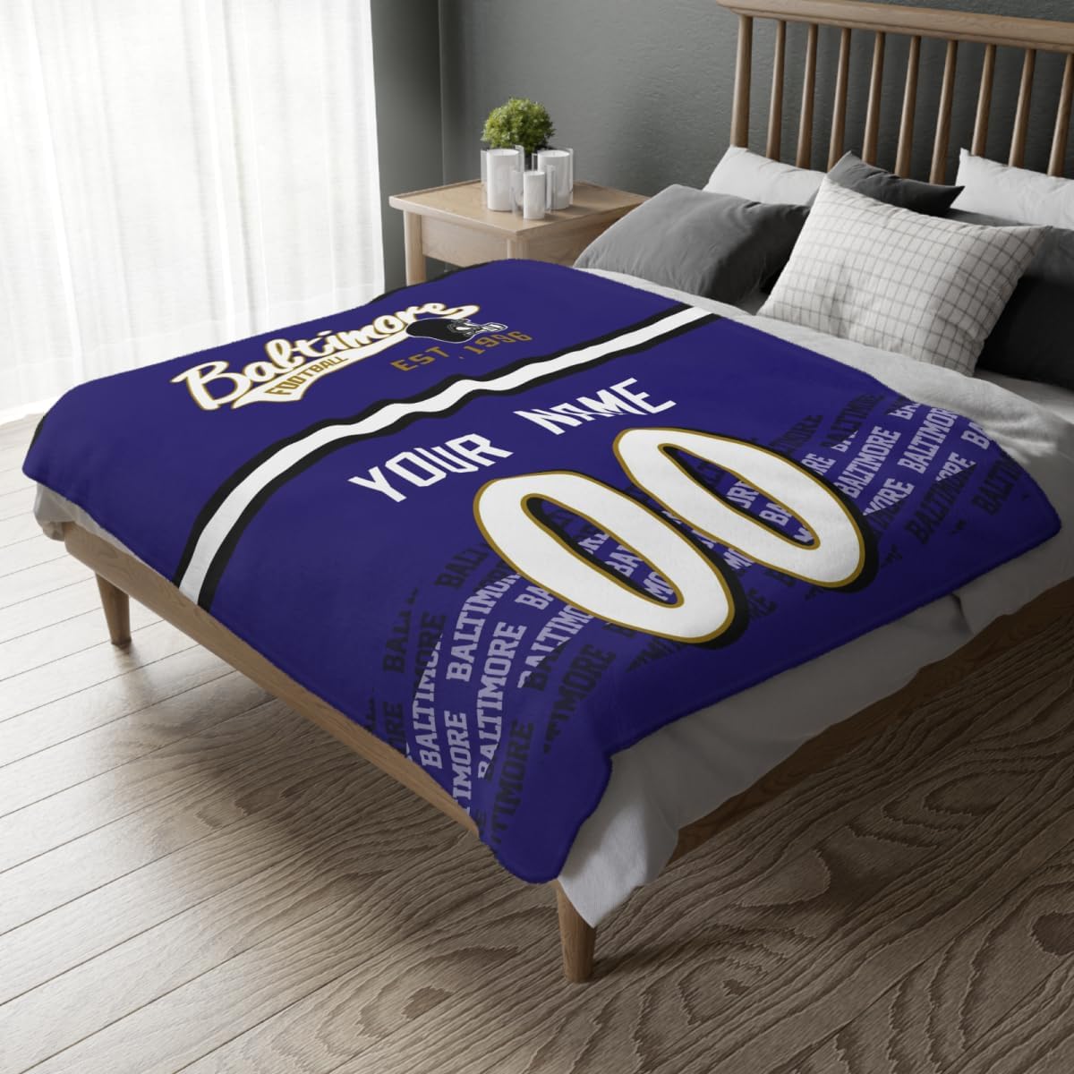 Custom Baltimore Ravens Football Fleece Blanket, Gifts for Men Women Boy